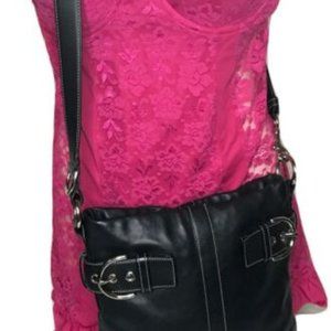 Coach H050-1452 Black Leather Convertible Soho Cross Body Shoulder Bag Purse